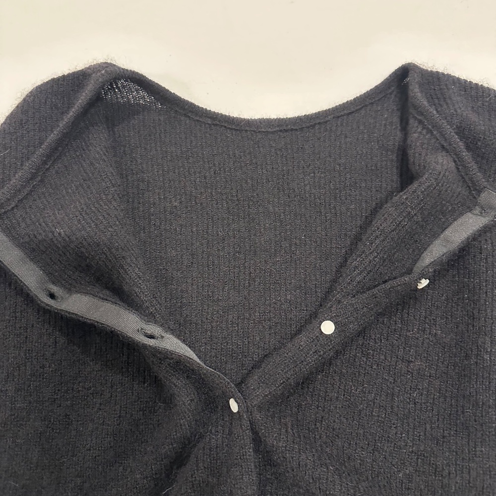 Sezane Black Button-Front Wool Blend Cardigan - Picture 5 of 5